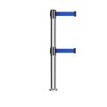 Montour Line Stanchion Dual Belt Barrier Fixed Base Pol.Steel Post 11ft.Blue Belt MX630DF-PS-BL-110